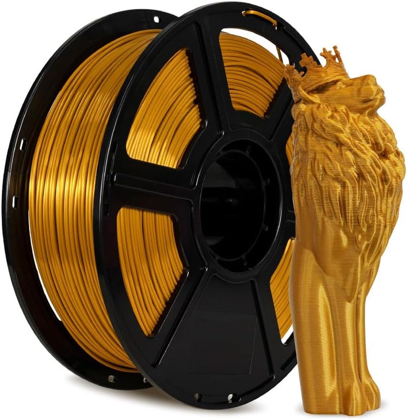 FLASHFORGE خيوط طابعة ثلاثية الأبعاد، خيوط حريرية 1.75 مم، بكرة 1 كجم (2.2 رطل)، دقة أبعاد +/- 0.02 مم لطابعات FDM ثلاثية الأبعاد، نسيج حريري ولمعان فائق (ذهبي) - Image 1